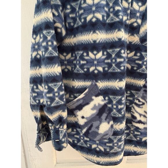 VTG Alpine Ridge Fleece Sweater Cardigan M Blue Aztec Southwestern Scalloped hem - Picture 6 of 11